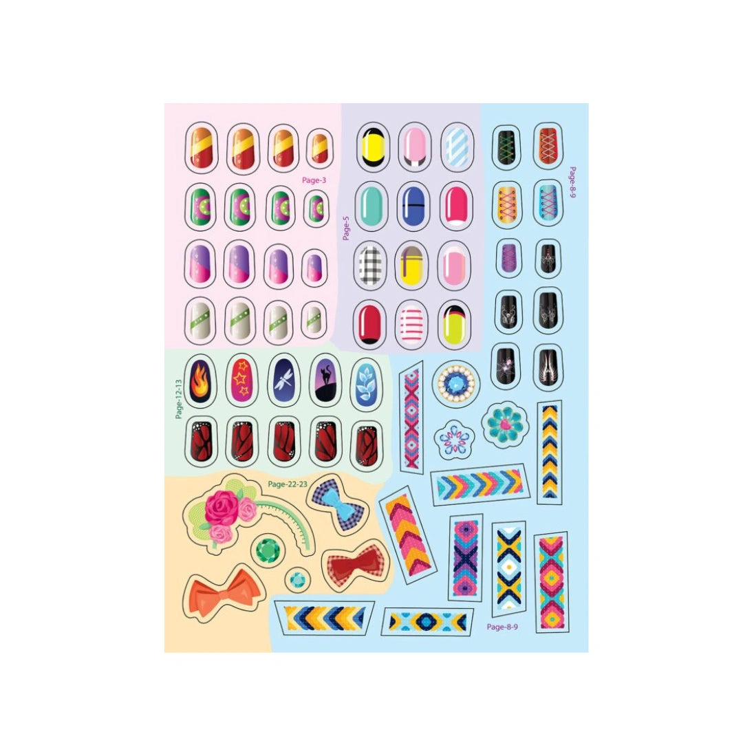 Nail art and hairstyle sticker book 
