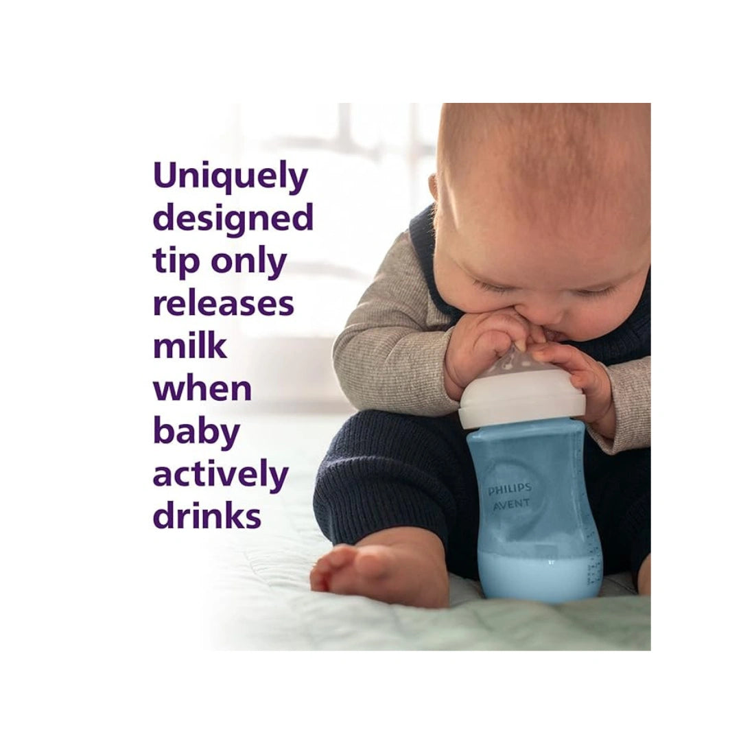 Blue baby feeding bottle BPA-free