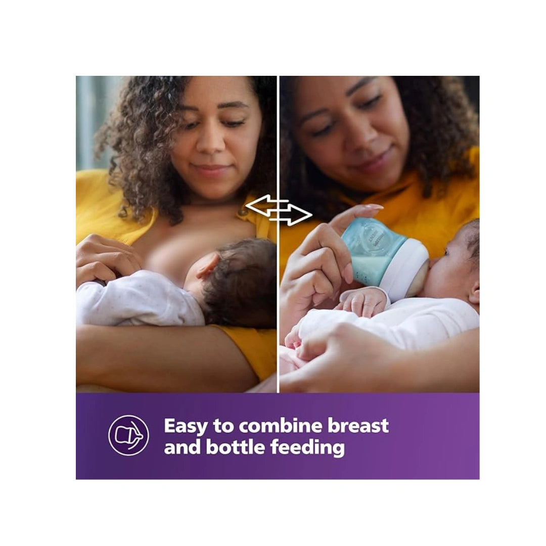Blue baby feeding bottle BPA-free