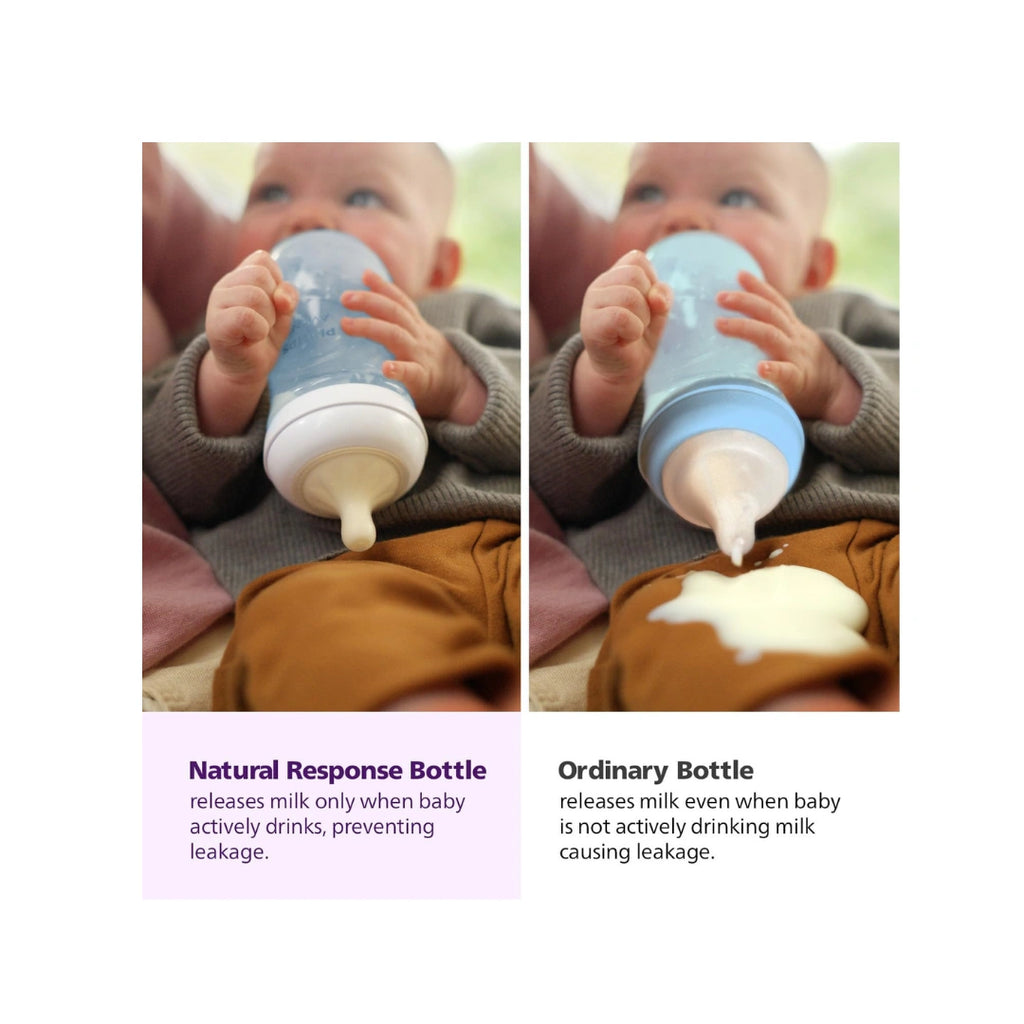 Blue baby feeding bottle BPA-free