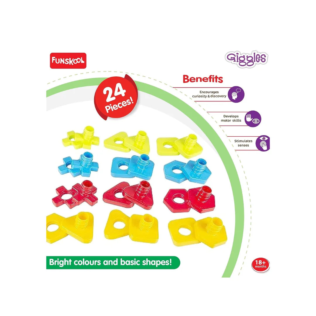 Nuts And Bolts,Interlocking Educational Blocks,Shape&Colours,Preschool Toys,Multicolor for Babies and KIds (6 Months+)