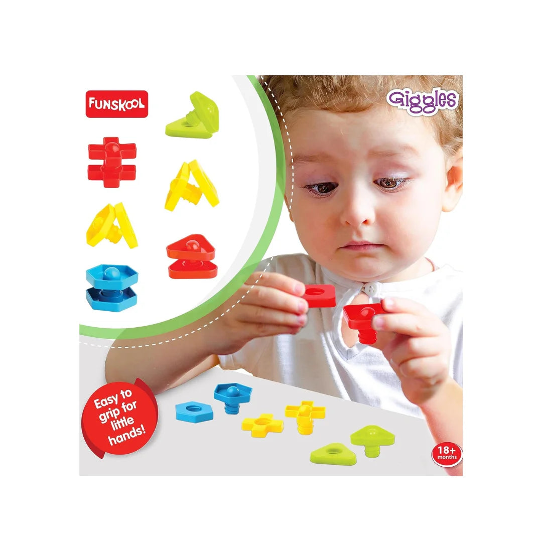 Nuts And Bolts,Interlocking Educational Blocks,Shape&Colours,Preschool Toys,Multicolor for Babies and KIds (6 Months+)