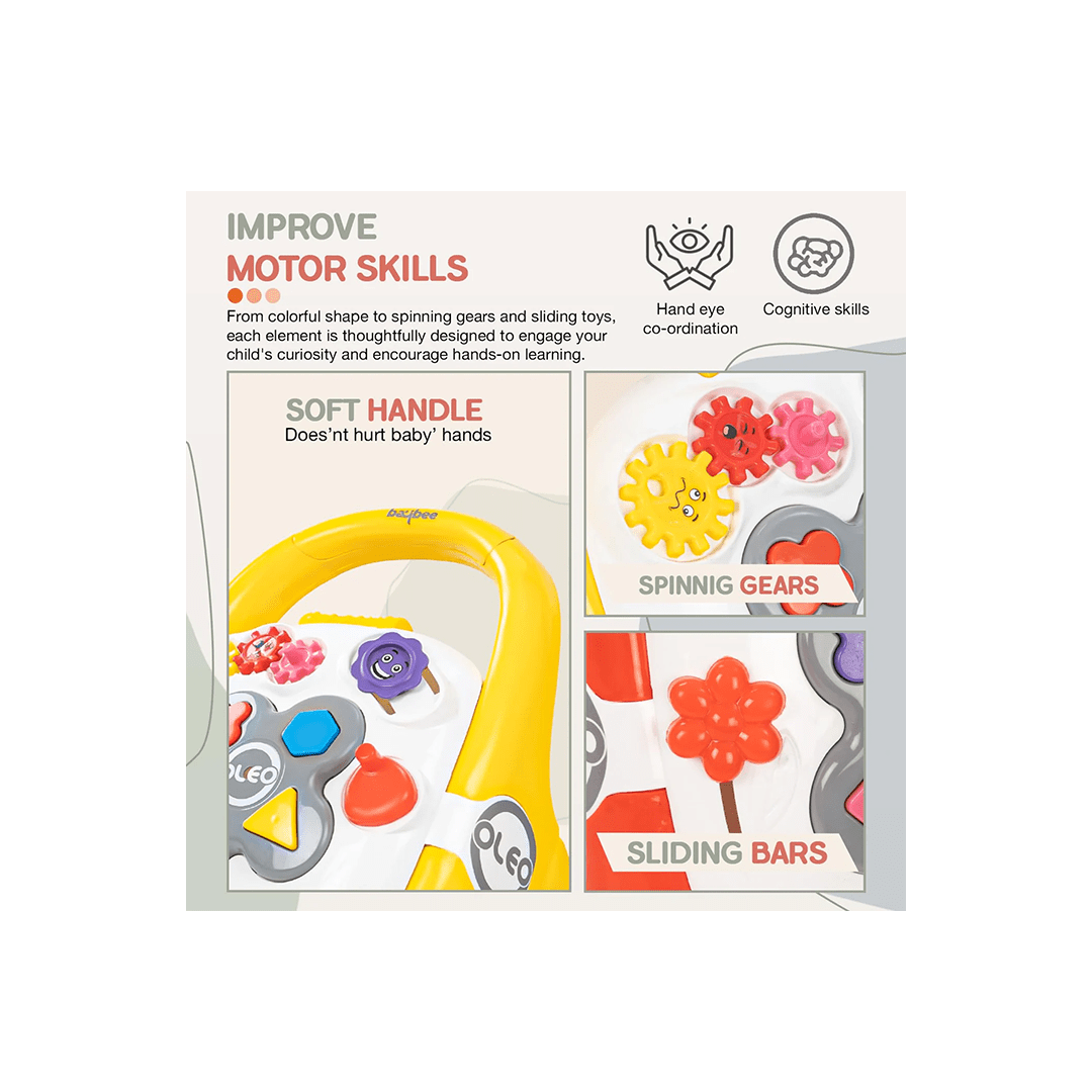 Baybee Toys Baybee Oleo Baby Walker for Kids, Baby Activity Walker With Music, LED Light, Rotating Gears & Easy Grip Push Handle (1-2 Years)