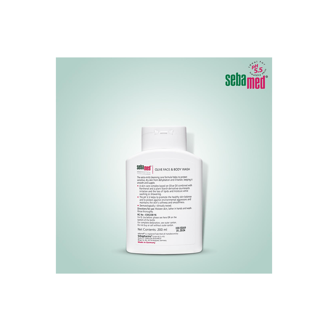 Sebamed Personal Care Sebamed Olive Face & Body Wash, Extra Mild For Sensitive, Dry Skin, Ph5.5 200ml