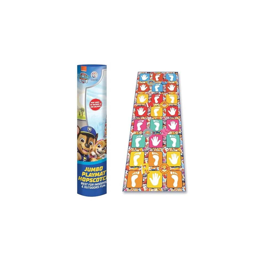 Paw Patrol hopscotch play mat for kids and family fun.
