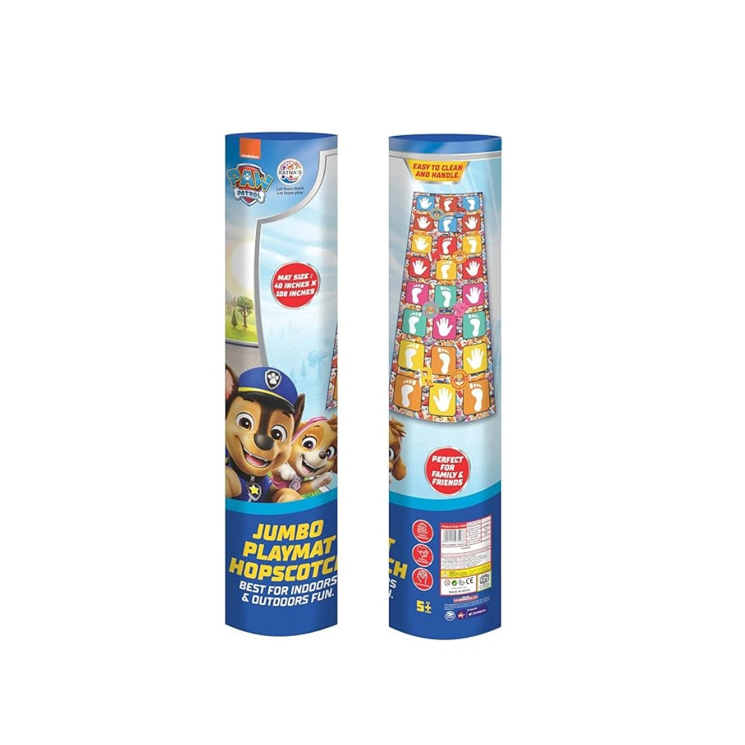 Paw Patrol hopscotch play mat for kids and family fun.
