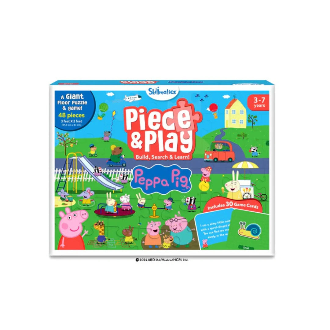 Piece & Play Peppa Pig Floor Puzzle & Game ,48 Jumbo Pieces ,30 Double-Sided Cards ,2-in-1 Puzzle & Activity Set,( 3+ years) 