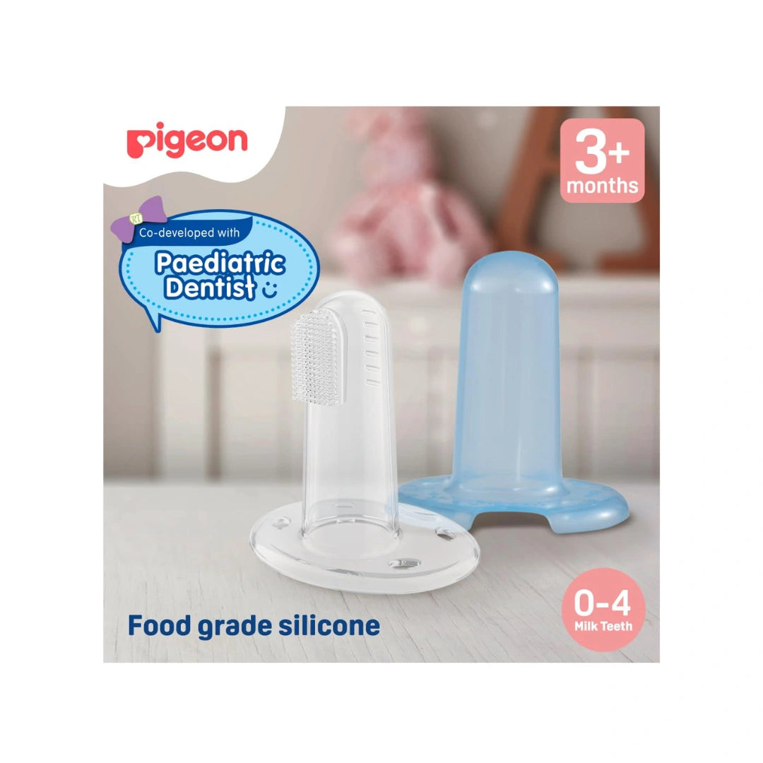 Silicone baby finger toothbrush for gums and tongue with case.