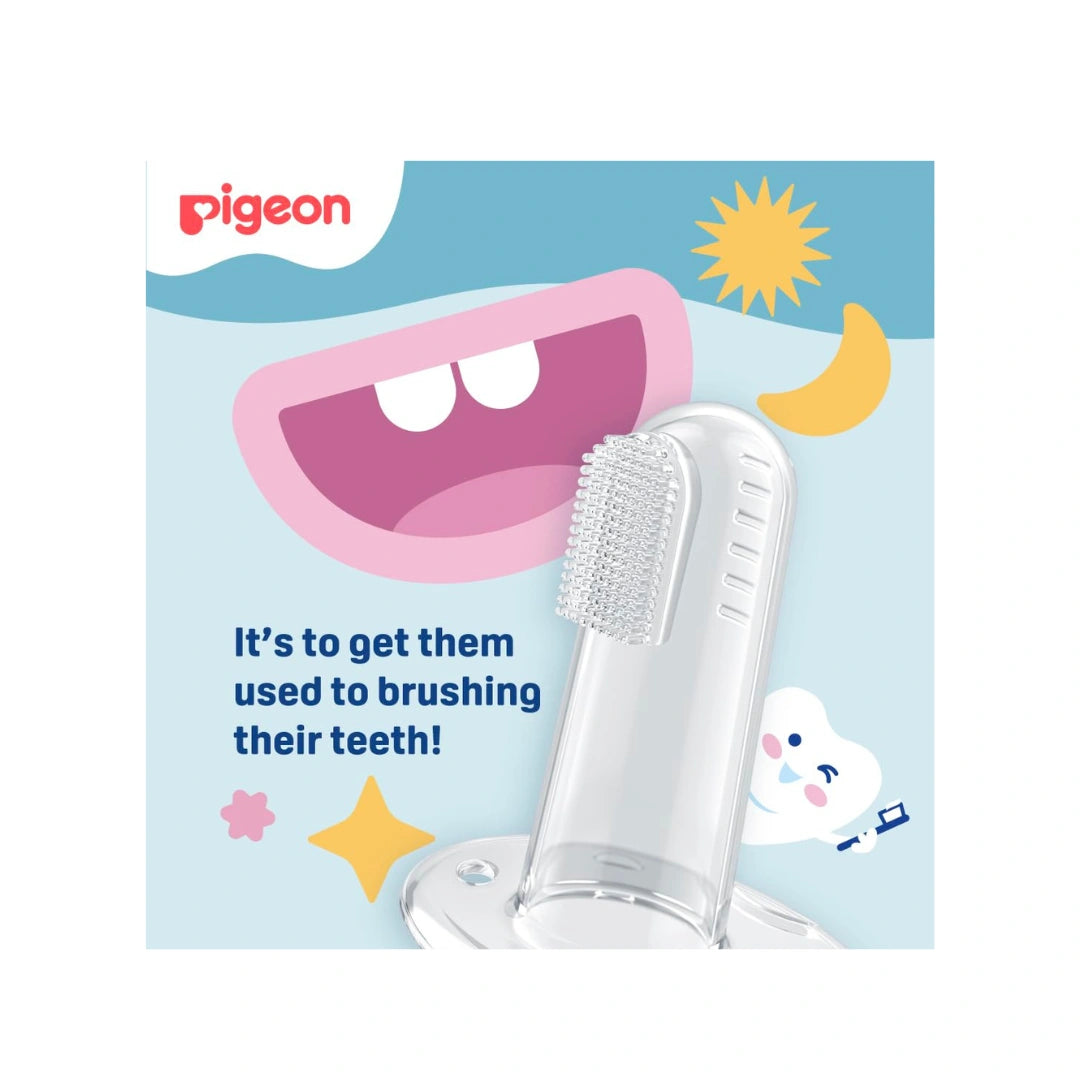 Silicone baby finger toothbrush for gums and tongue with case.