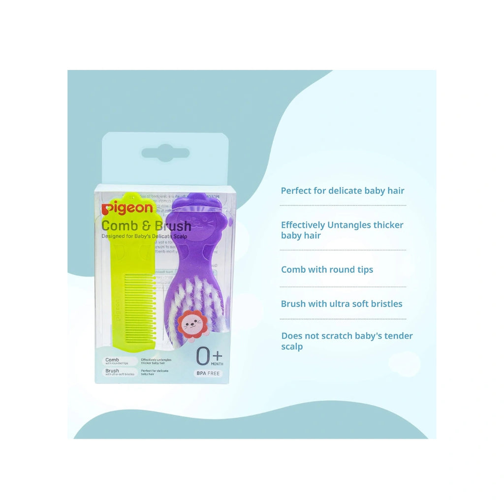Pigeon baby comb and brush set for newborns.