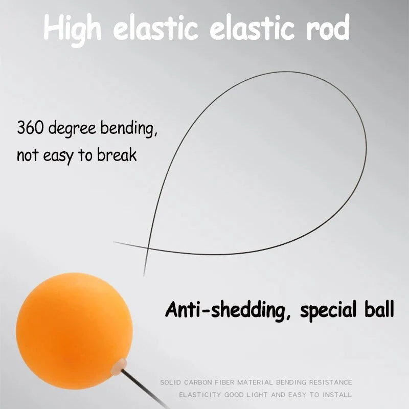 Flexible elastic training rod with orange ball and curved rebound motion
