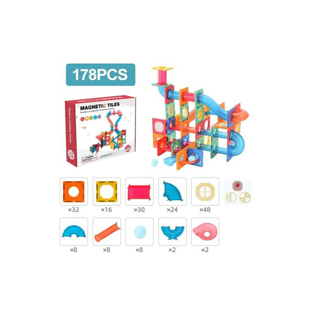 Extrokids Toys Extrokids Magnetic Tiles Pipeline Building Blocks 178 Pcs (3 Years+)