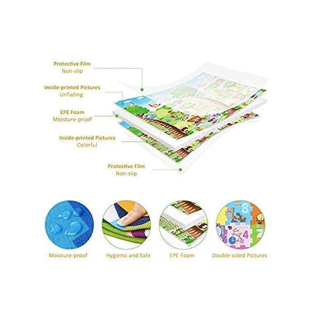 Baan Toys Play Mat Baan Toys Double Side Playmat for Babies Crawling Mat for Kids Picnic Baby Mat/Playmat for Kids (X-Large Size Random Print) (0 Month+)