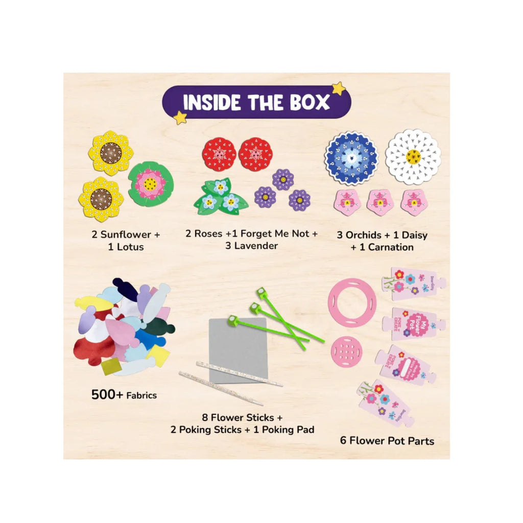 Poke Art Flower Making Kit for Kids, Art & Craft Kit,Create 8 Beautiful Flowers with Pot,DIY Fun Activity Kit (4-10 Years)