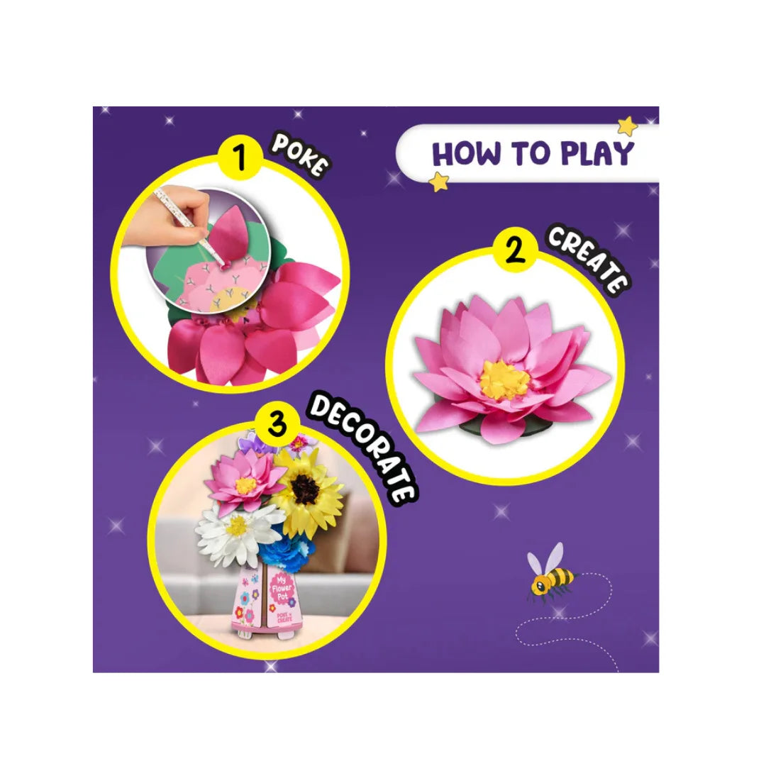 Poke Art Flower Making Kit for Kids, Art & Craft Kit,Create 8 Beautiful Flowers with Pot,DIY Fun Activity Kit (4-10 Years)