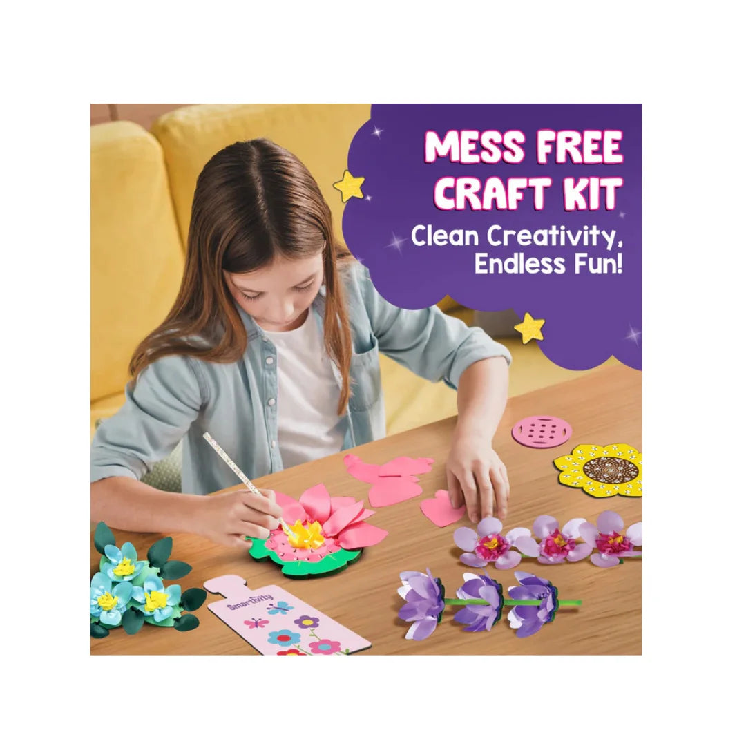 Poke Art Flower Making Kit for Kids, Art & Craft Kit,Create 8 Beautiful Flowers with Pot,DIY Fun Activity Kit (4-10 Years)