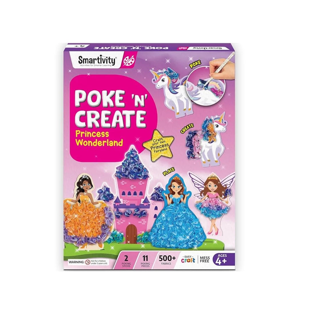 Poke Art Princess Wonderland for Kids.Art & Craft Kit,Create 5 Princesses, 2 Castles & Unicorn, Fun Activity Kit (4-10 Years)