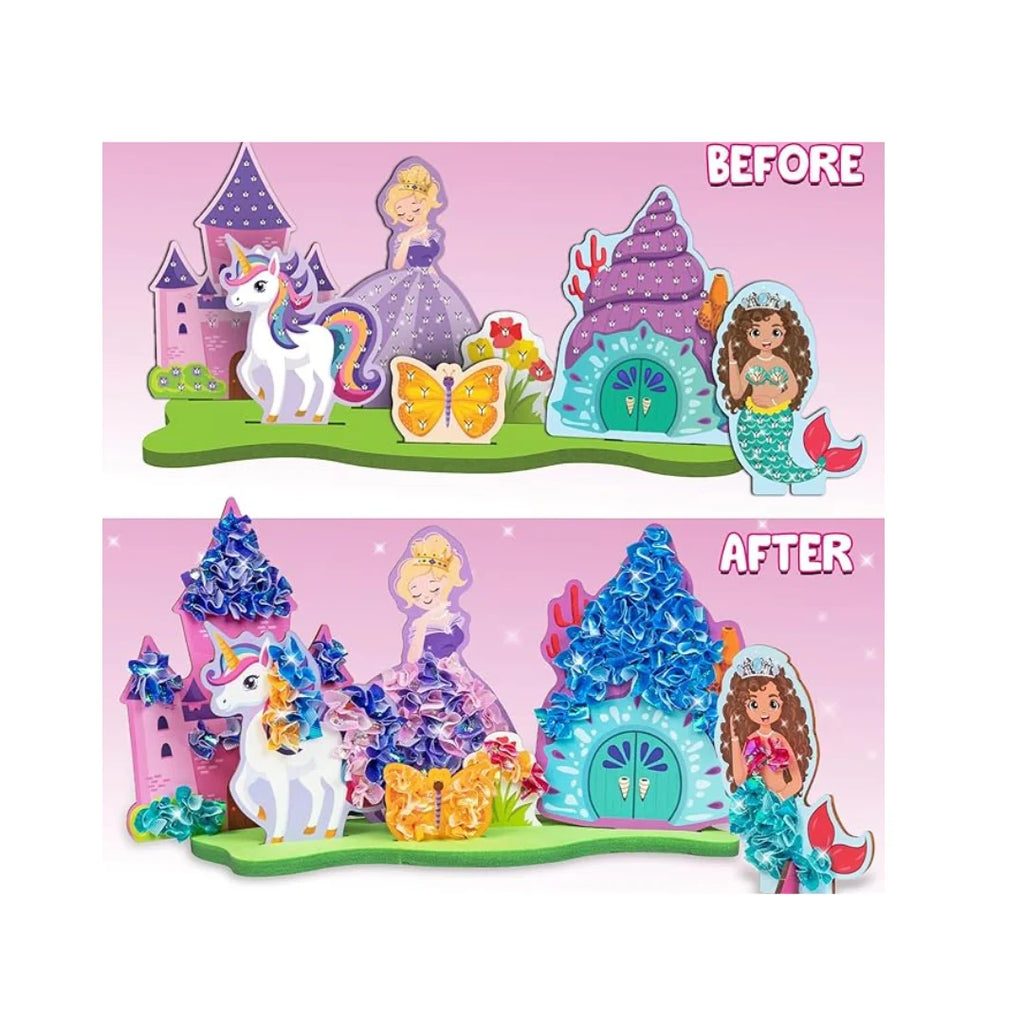 Poke Art Princess Wonderland for Kids.Art & Craft Kit,Create 5 Princesses, 2 Castles & Unicorn, Fun Activity Kit (4-10 Years)
