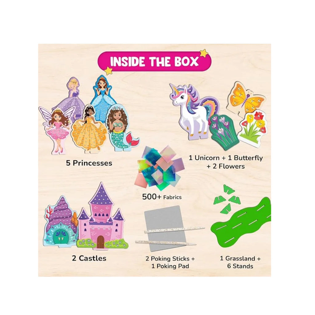 Poke Art Princess Wonderland for Kids.Art & Craft Kit,Create 5 Princesses, 2 Castles & Unicorn, Fun Activity Kit (4-10 Years)