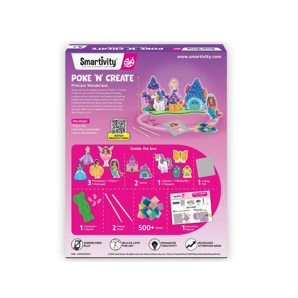 Poke Art Princess Wonderland for Kids.Art & Craft Kit,Create 5 Princesses, 2 Castles & Unicorn, Fun Activity Kit (4-10 Years)