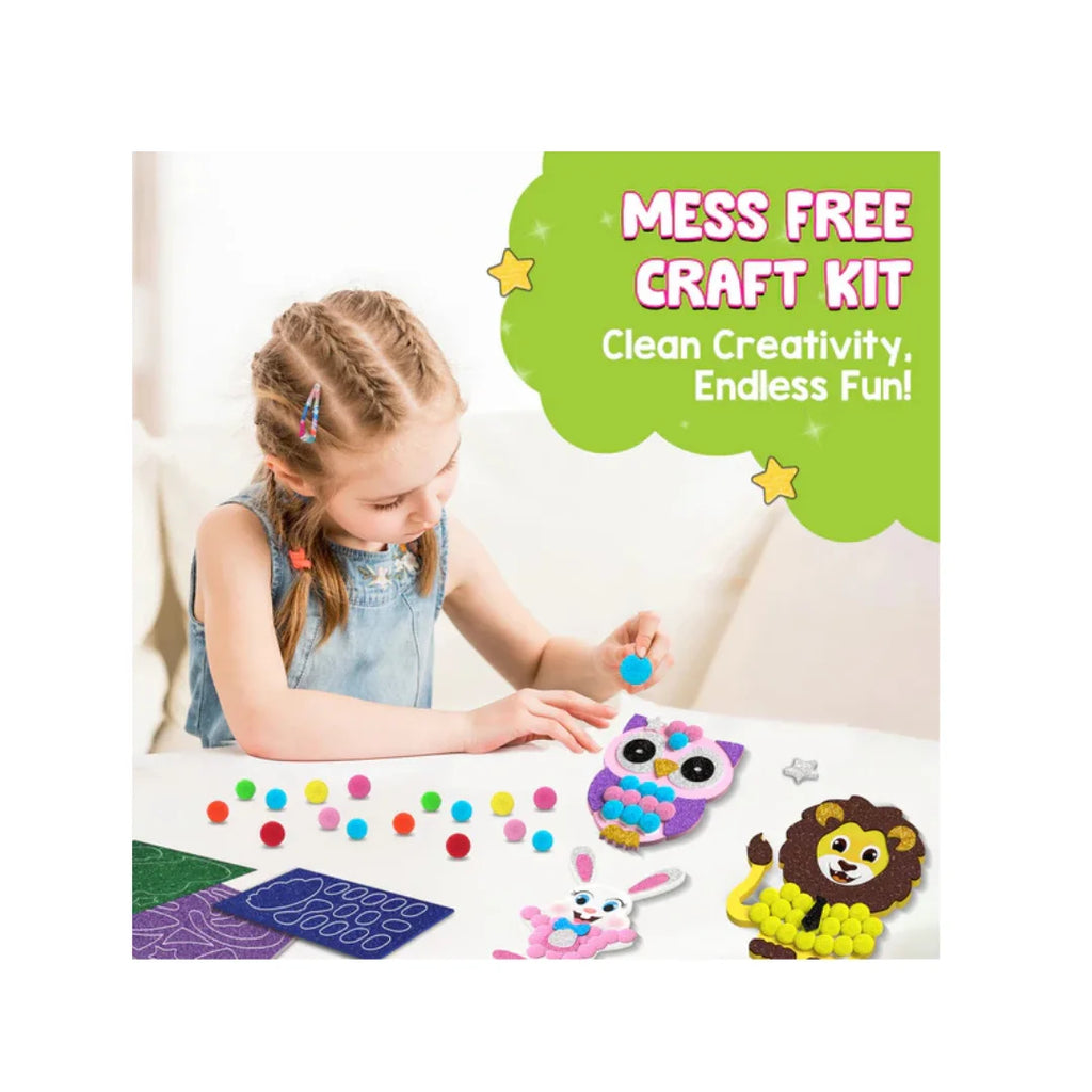 Pom Pom Magnet Craft Kit for Kids Ages,Adorable Animals Themed,Art&Craft Activity Kit (5-10 Years)