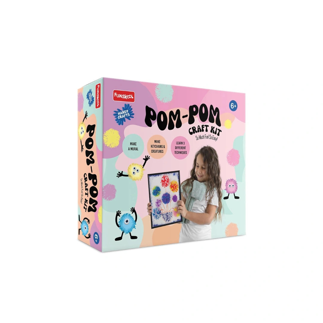 Creative DIY Soft Art Activity Set with Colorful Pom Poms