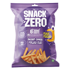Front of purple potato stix snack bag with vacuum cooked fries and Magic Masala