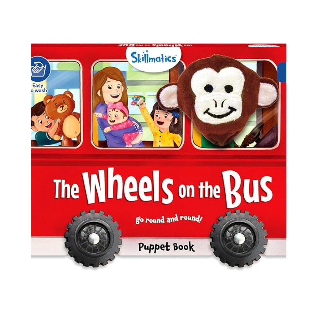 Puppet Book The Wheels on the Bus,12 Pages,Baby-Friendly Fabric/Material,To Improve Language Skills,Creativity,Sensory Play,Emotional Bonding