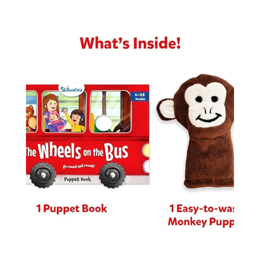 Puppet Book The Wheels on the Bus,12 Pages,Baby-Friendly Fabric/Material,To Improve Language Skills,Creativity,Sensory Play,Emotional Bonding 