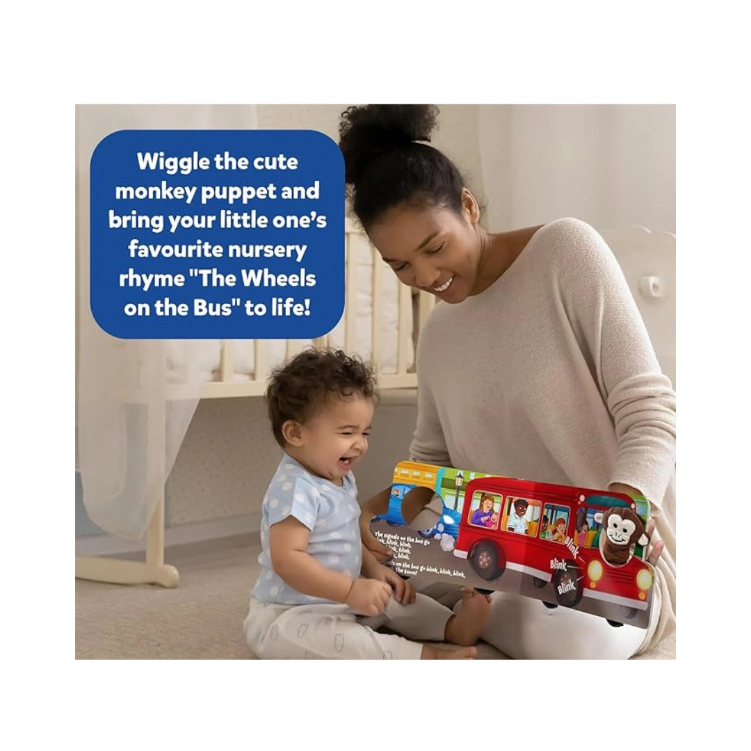 Puppet Book The Wheels on the Bus,12 Pages,Baby-Friendly Fabric/Material,To Improve Language Skills,Creativity,Sensory Play,Emotional Bonding 