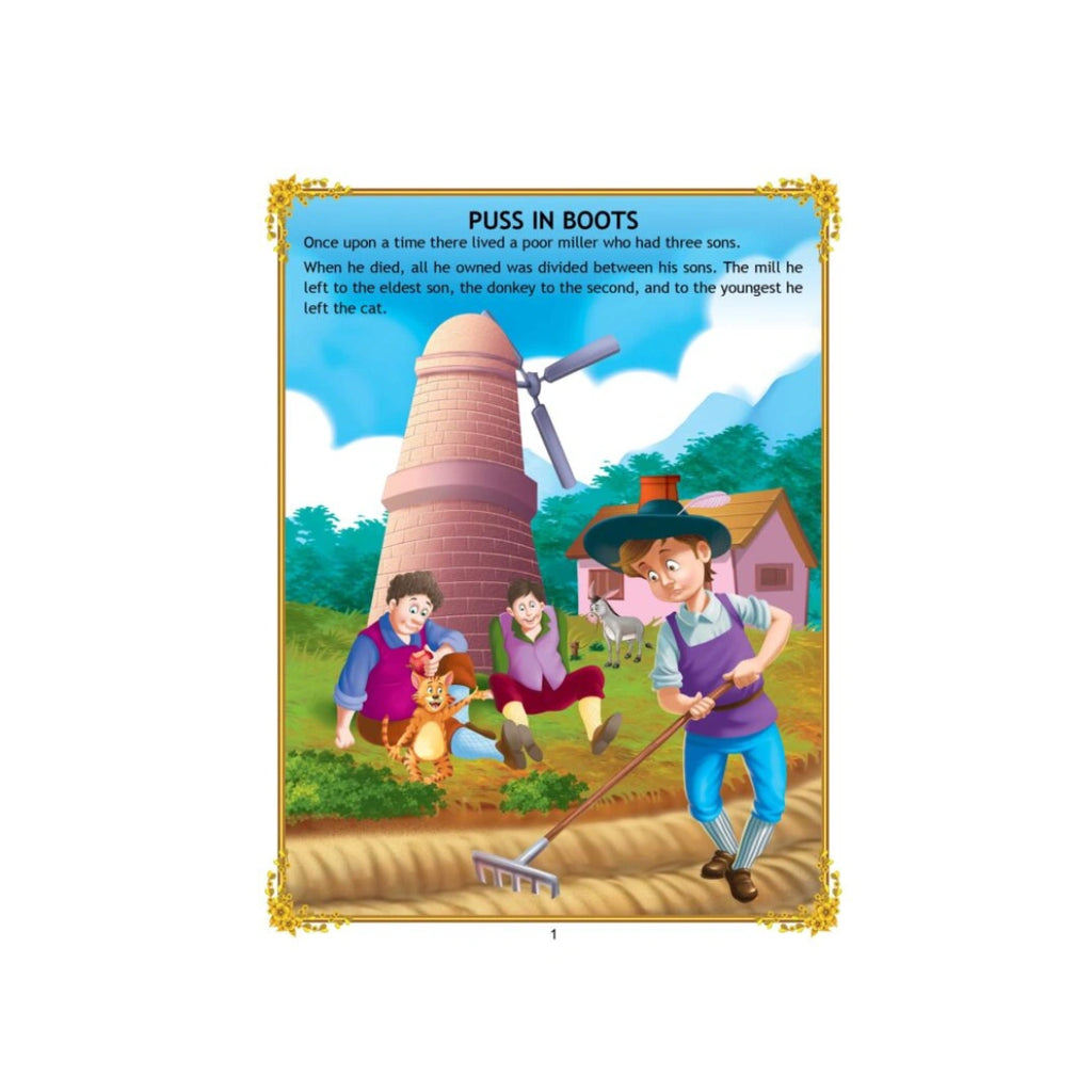 Colourful Puss in Boots fairy tale book for children.