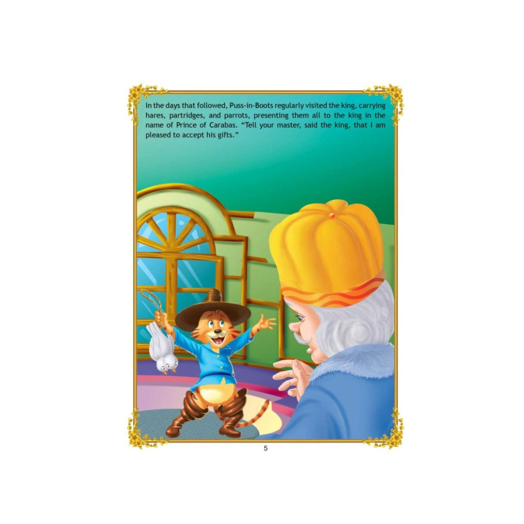 Colourful Puss in Boots fairy tale book for children.