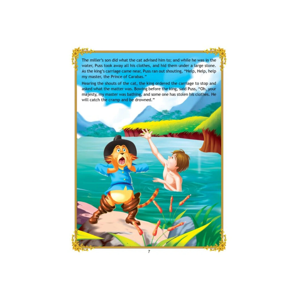 Colourful Puss in Boots fairy tale book for children.