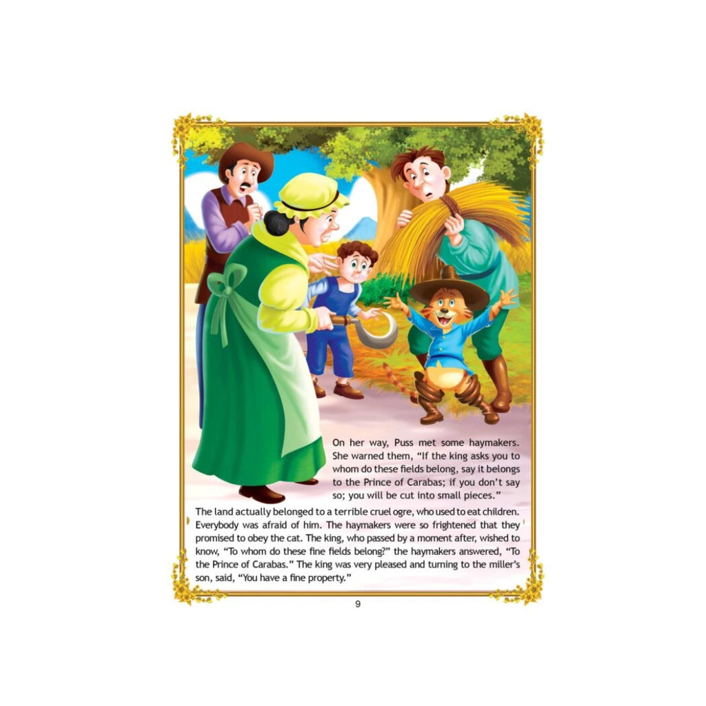Colourful Puss in Boots fairy tale book for children.