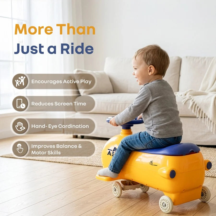 R for Rabbit Iya Iya Aero Ace 2-in-1 Swing Car Ride On for Kids with Toy Storage, Smooth Wheels & ABEC 7 Bearing