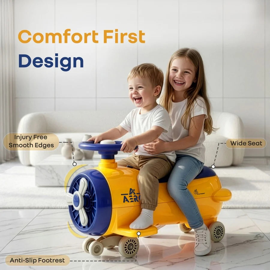R for Rabbit Iya Iya Aero Ace 2-in-1 Swing Car Ride On for Kids with Toy Storage, Smooth Wheels & ABEC 7 Bearing