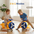 R for Rabbit Iya Iya Aero Ace 2-in-1 Swing Car Ride On for Kids with Toy Storage, Smooth Wheels & ABEC 7 Bearing