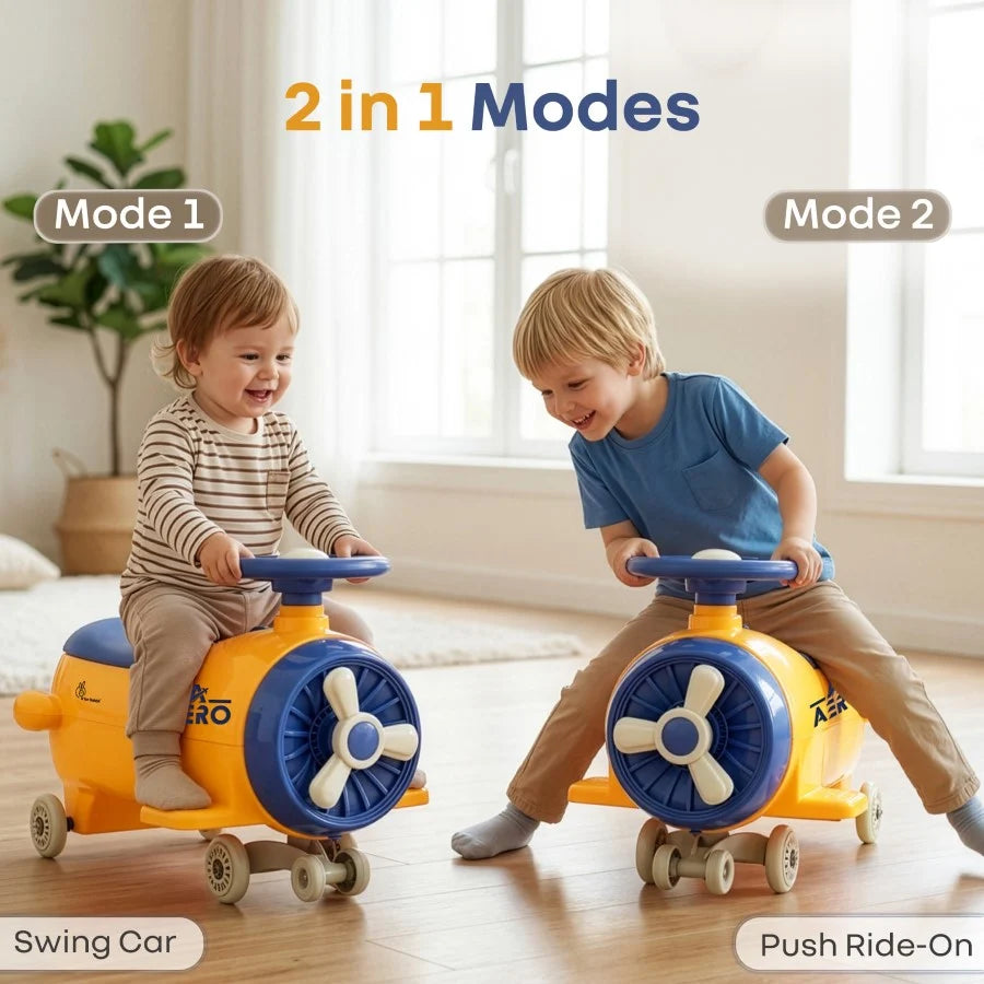 R for Rabbit Iya Iya Aero Ace 2-in-1 Swing Car Ride On for Kids with Toy Storage, Smooth Wheels & ABEC 7 Bearing