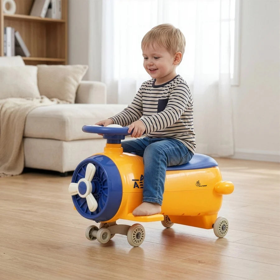 R for Rabbit Iya Iya Aero Ace 2-in-1 Swing Car Ride On for Kids with Toy Storage, Smooth Wheels & ABEC 7 Bearing
