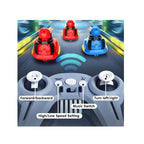 RC bumper cars with jump-out drivers, lights, sounds, and 360° spinning action.
