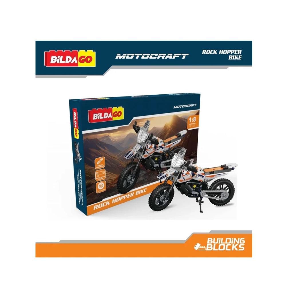 Pull-back motorcycle building block toy set