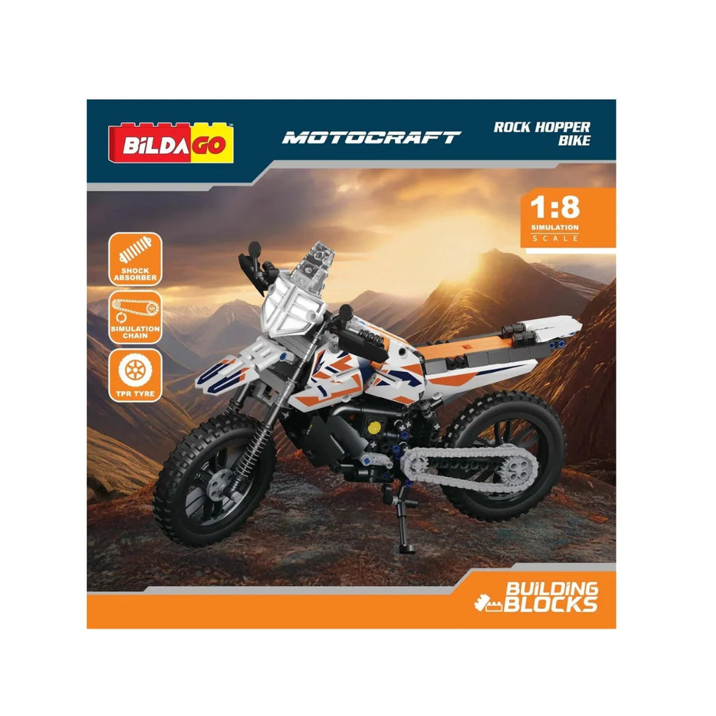 Pull-back motorcycle building block toy set