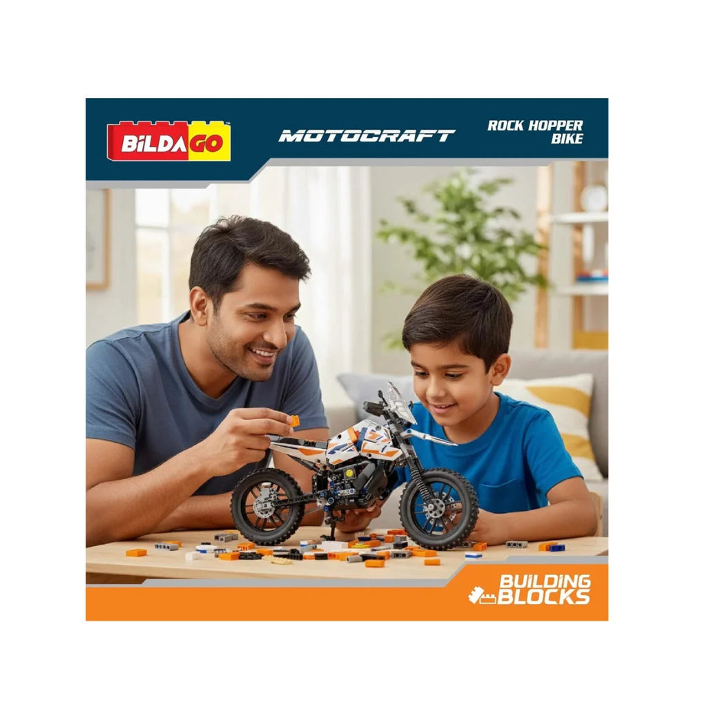 Pull-back motorcycle building block toy set