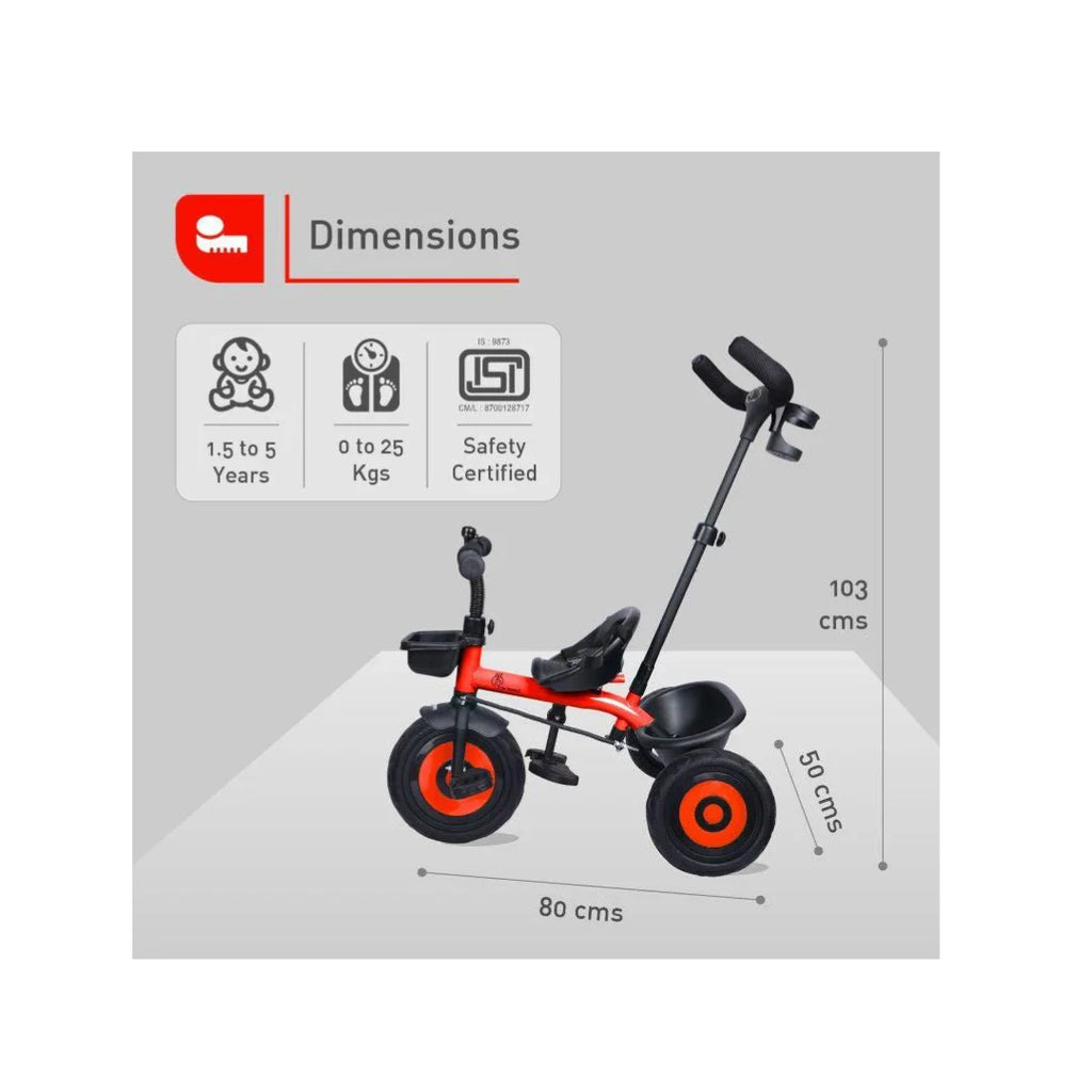 Kids tricycle with parent push handle