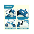 Kids tricycle with canopy and lights