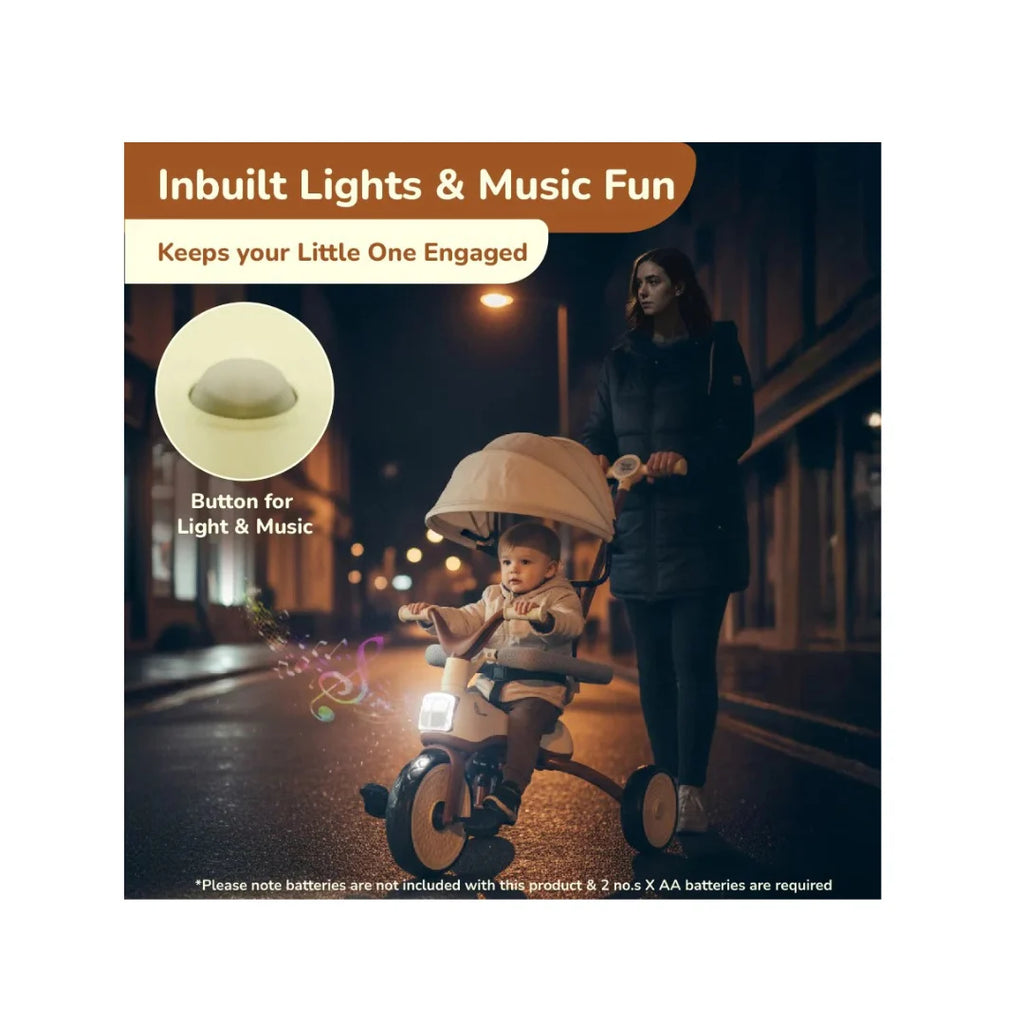 Kids tricycle with canopy and lights