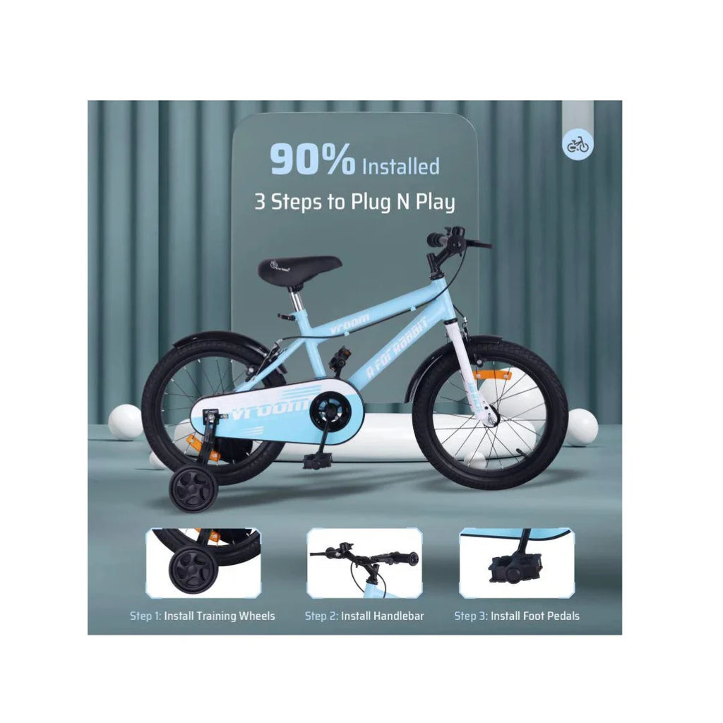 Kids bicycle with training wheels attached