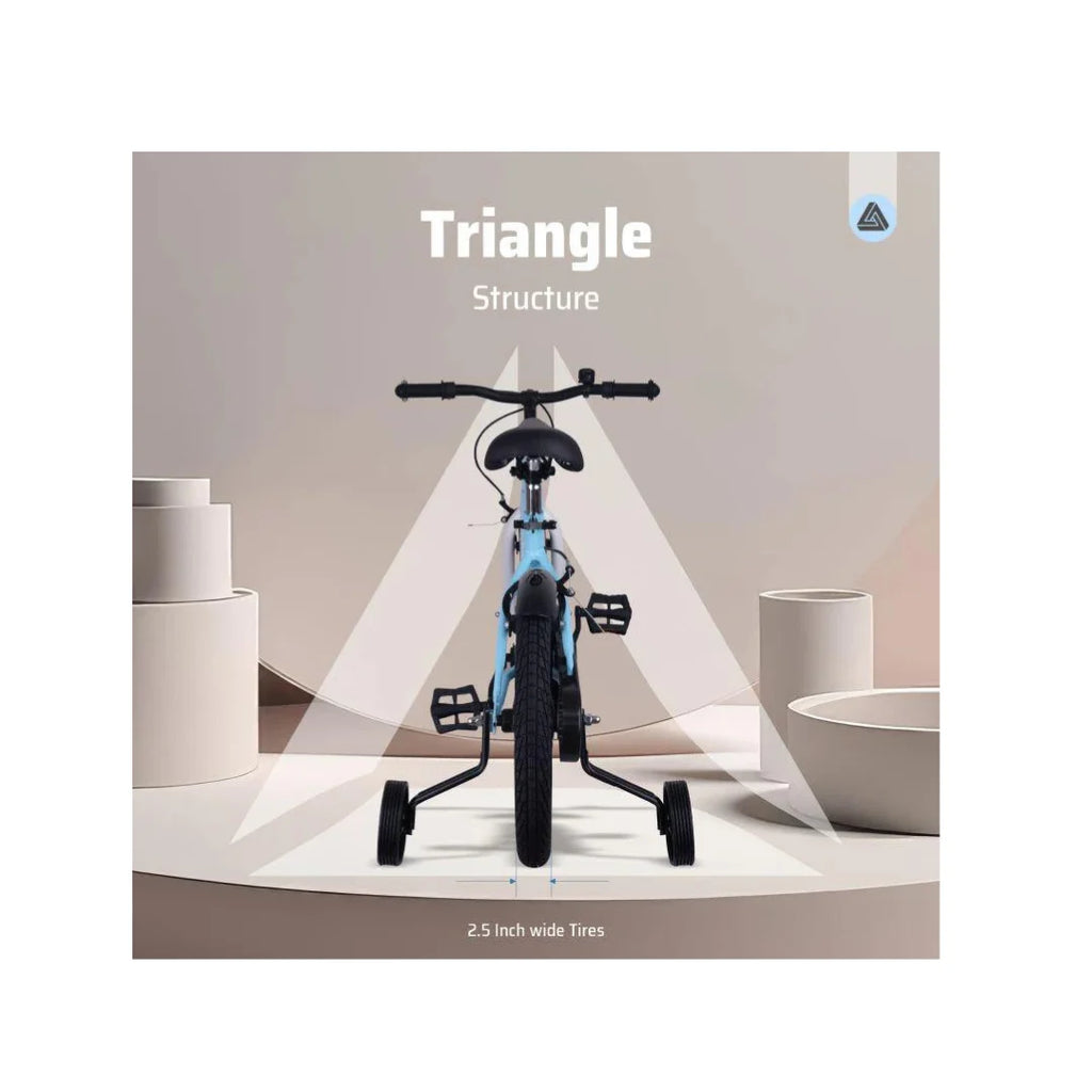 Kids bicycle with training wheels attached
