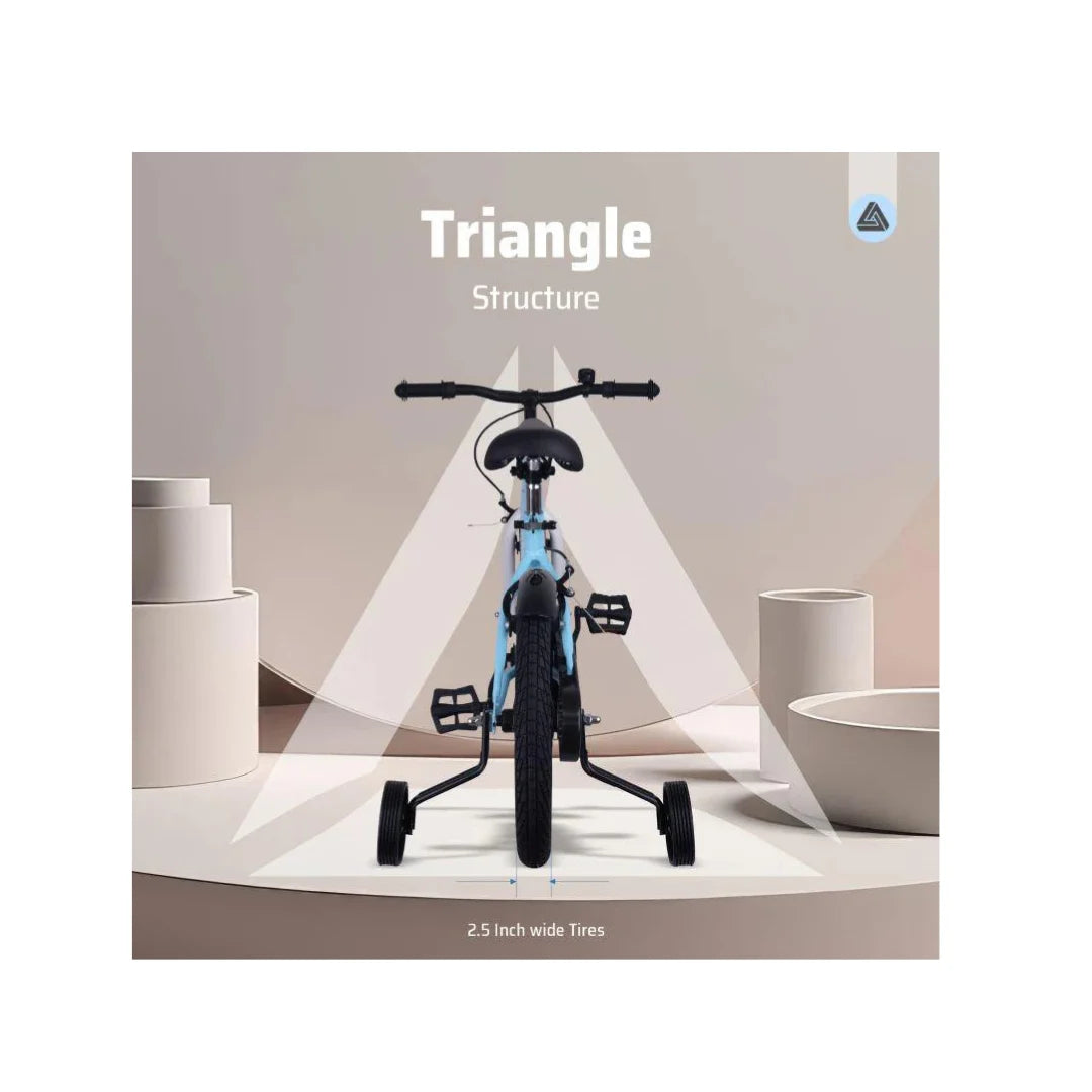 Kids bicycle with training wheels attached