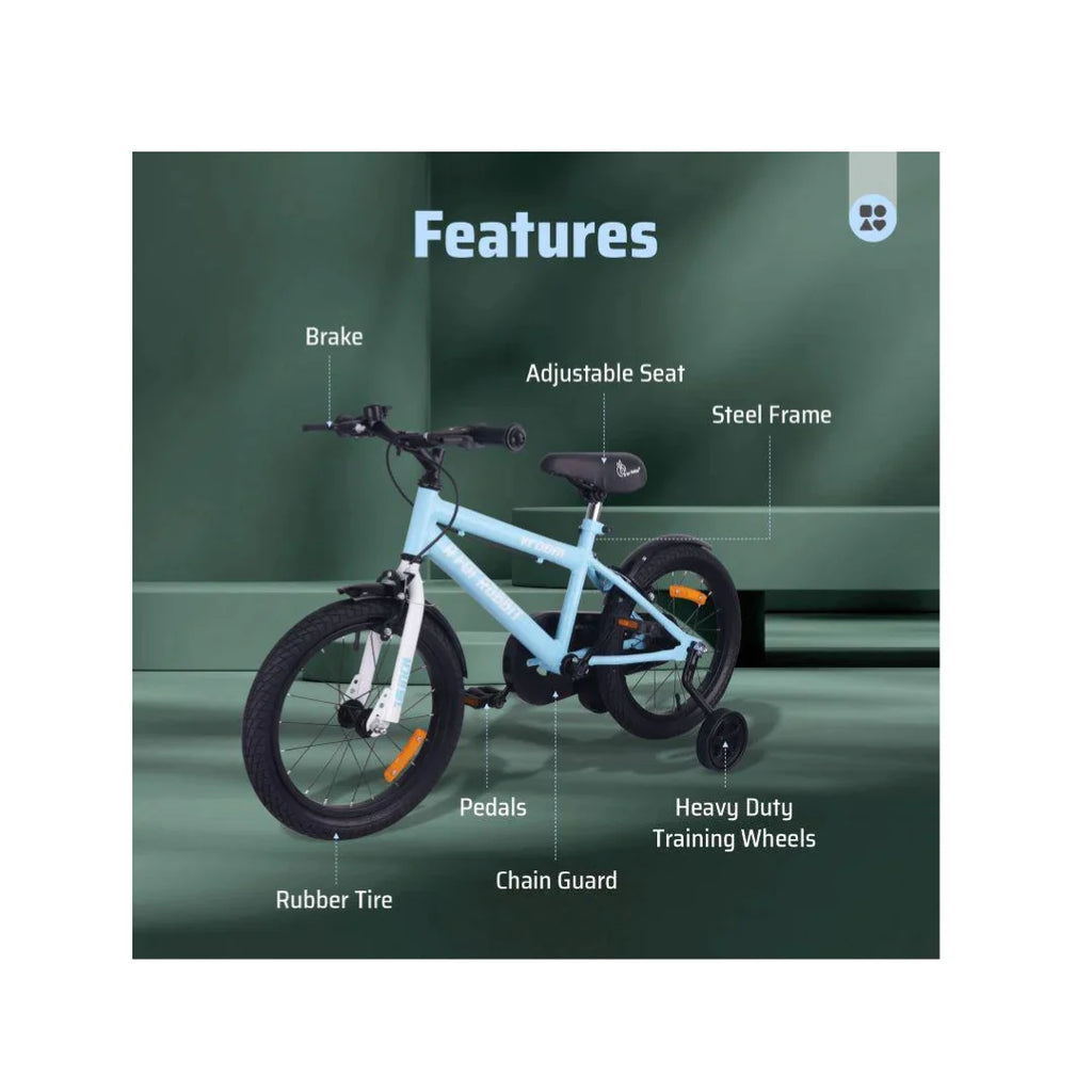 Kids bicycle with training wheels attached